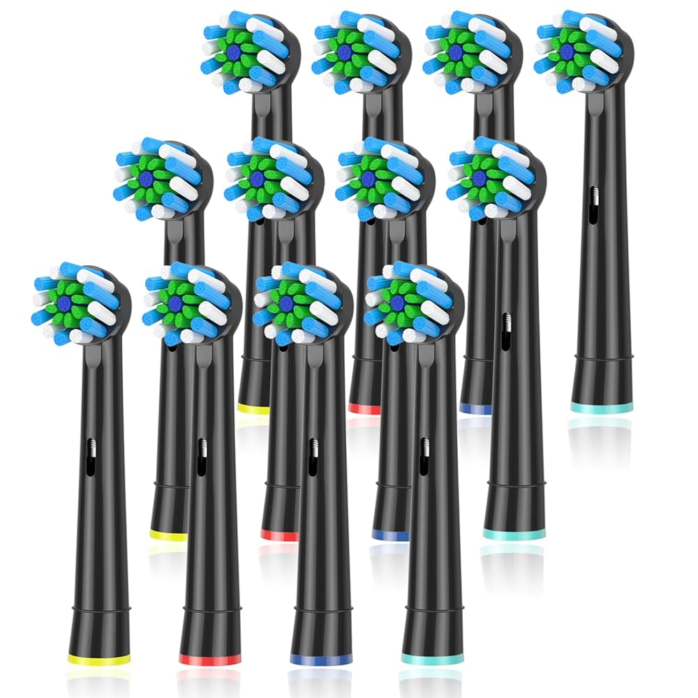 Replacement Brush Heads Fit for Braun Oral b, Compatible with Oral-B Pro 1000/2000/3000/5000/6000 Smart and Genius Electric Toothbrush, 12 Pcs (Black)