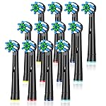 Replacement Brush Heads Fit for Braun Oral b, Compatible with Oral-B Pro 1000/2000/3000/5000/6000 Smart and Genius Electric Toothbrush, 12 Pcs (Black)