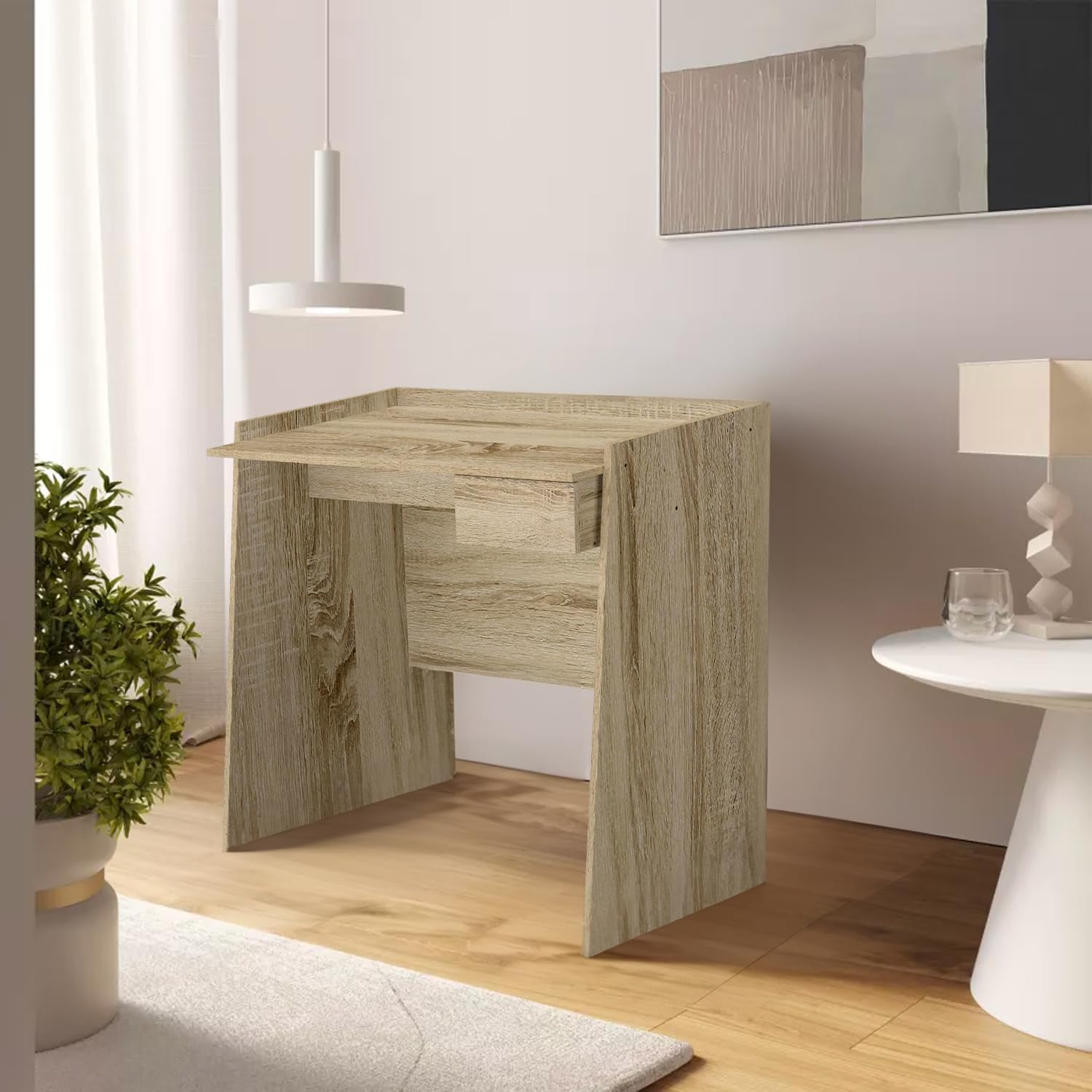 Avilia Scrivania con Cassetto in Legno Rovere - Scrivania Ufficio Multifunzione 90x60x80 cm, Salvaspazio e Facile da Montare, Ideale per Studio e Hobby