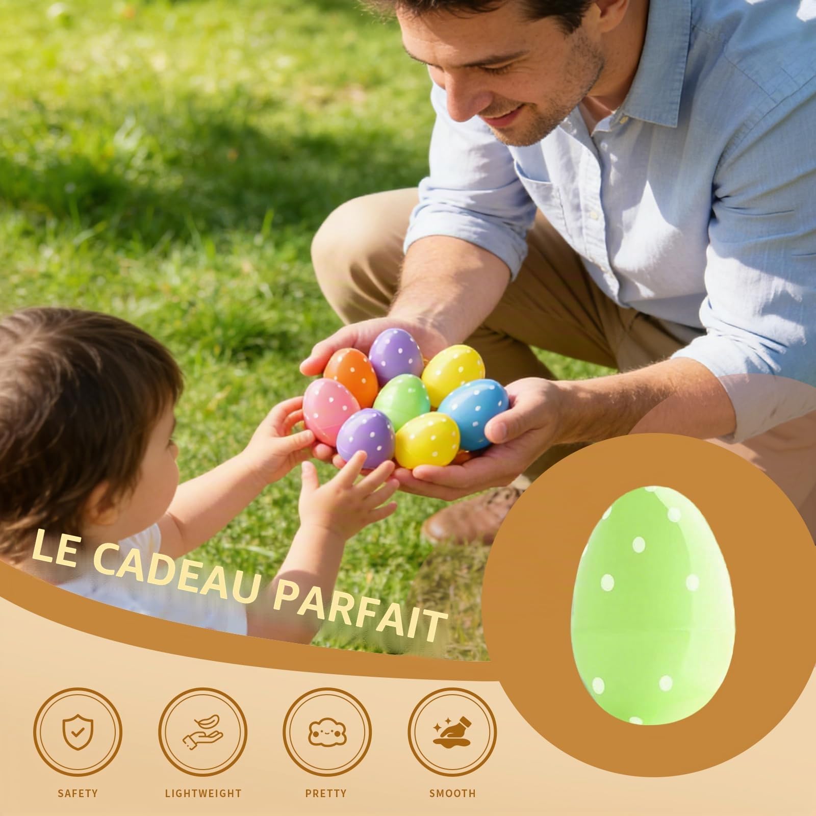 Œufs de Pâques à Remplir à Poser, SilverChry Œufs en Plastique à Peindre, DIY Divisibles avec 50 g de Papier Déchiqueté, pour Surprises et Petits Cadeaux(24, A, 7,5 x 5 cm)