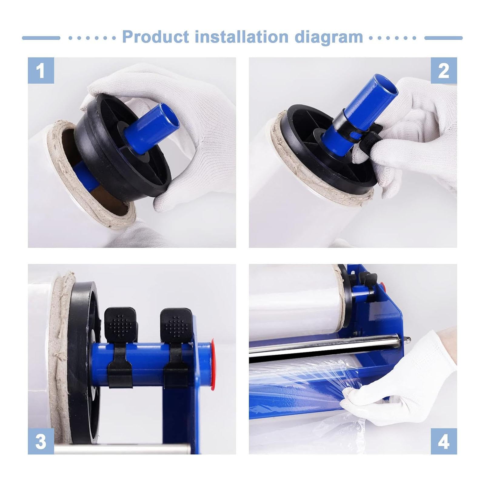 Harilla Stretchfolienspender mit Cutter, manuelle Wickelmaschine, Verpackungsmaschine für Industrieverpackungen, Umzug und Haushalt, Blau