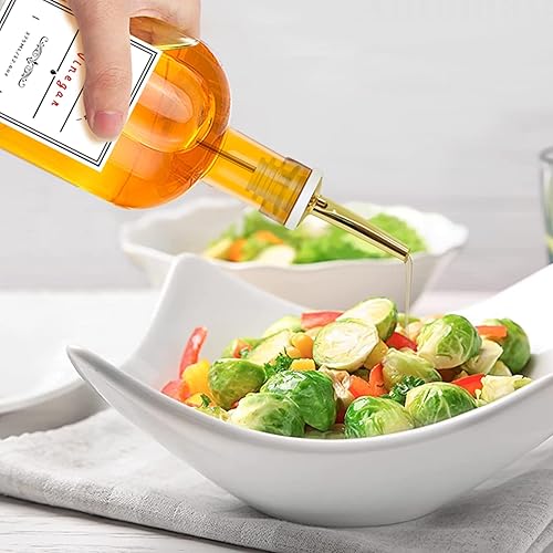 Miniatura 2 de Botella dispensadora de aceite de oliva para cocina, juego de dispensador de aceite y vinagre de vidrio transparente de 12 onzas, dispensador de