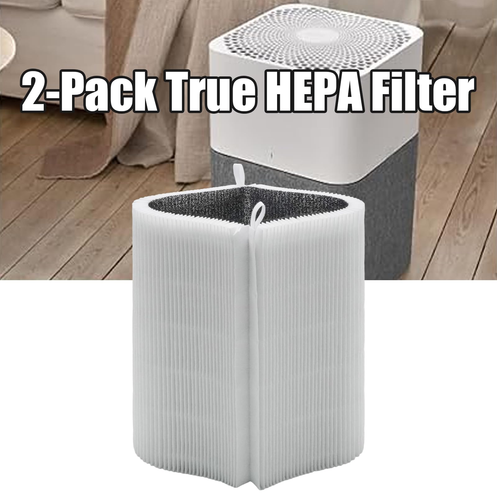 Confezione da 2 filtri HEPA di ricambio per purificatori d'aria Blueair Blue Pure 411/411+/3210, H13 True HEPA e carbone attivo