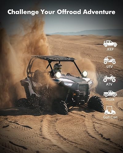 Miniatura 7 de Auxbeam Serie 360-Ultra - Luces LED redondas para todo terreno, 6 pulgadas, 132 W, DRL ámbar y señal de giro, barra de luz puntual de 14800 lm,