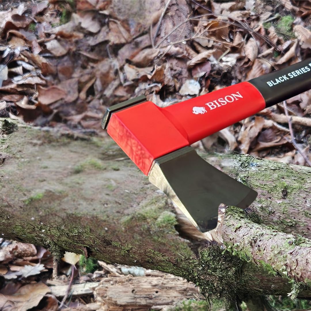 Bison Black Series UX6 Universalbeil – Kompaktes Beil mit Glasfaserstiel, kraftvoll & vielseitig, Forst-, Garten- & Campingbeil, ideal für Anmachholz & Brennholz