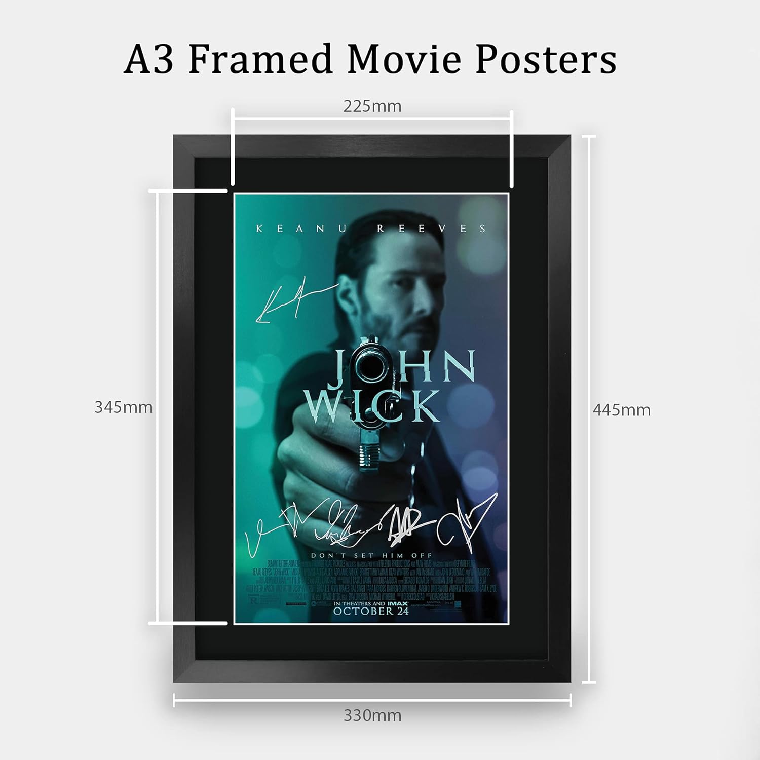 HWC Trading John Wick The Cast Keanu Reeves Ian McShane 16" x 12" Framed Gifts Printed Poster Signed Autograph Picture for Movie Memorabilia Fans - 16 x 12 Inches Framed