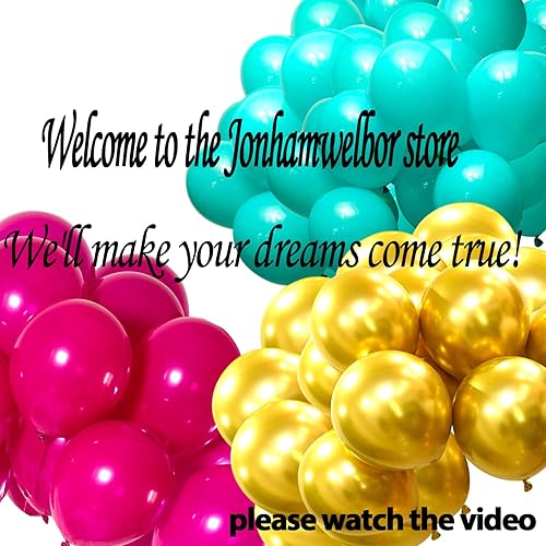 Miniatura 6 de 70 globos de fiesta de color rosa intenso, de látex y de 12 pulgadas para decoración de bodas, cumpleaños de niño y despedidas de soltera (con cinta