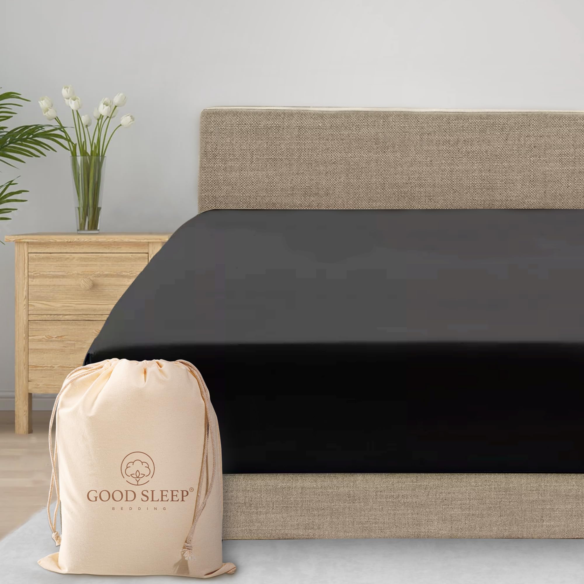 100% Egyptian Cotton Fitted Sheets King Size, 600 TC King Size Fitted Sheets, 41 cm Deep Fitted King Size Sheet, 1 Pc Bed Sheet, Sateen Weave Fitted Sheet, Soft & Breathable Fitted Sheets, Dark Grey