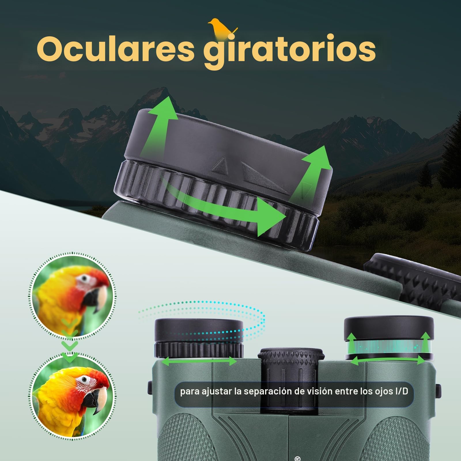 Prismáticos de largo alcance y ligeros para adultos, 12 x 25, pequeño telescopio para observación de aves, deportes al aire libre, juegos y viajes