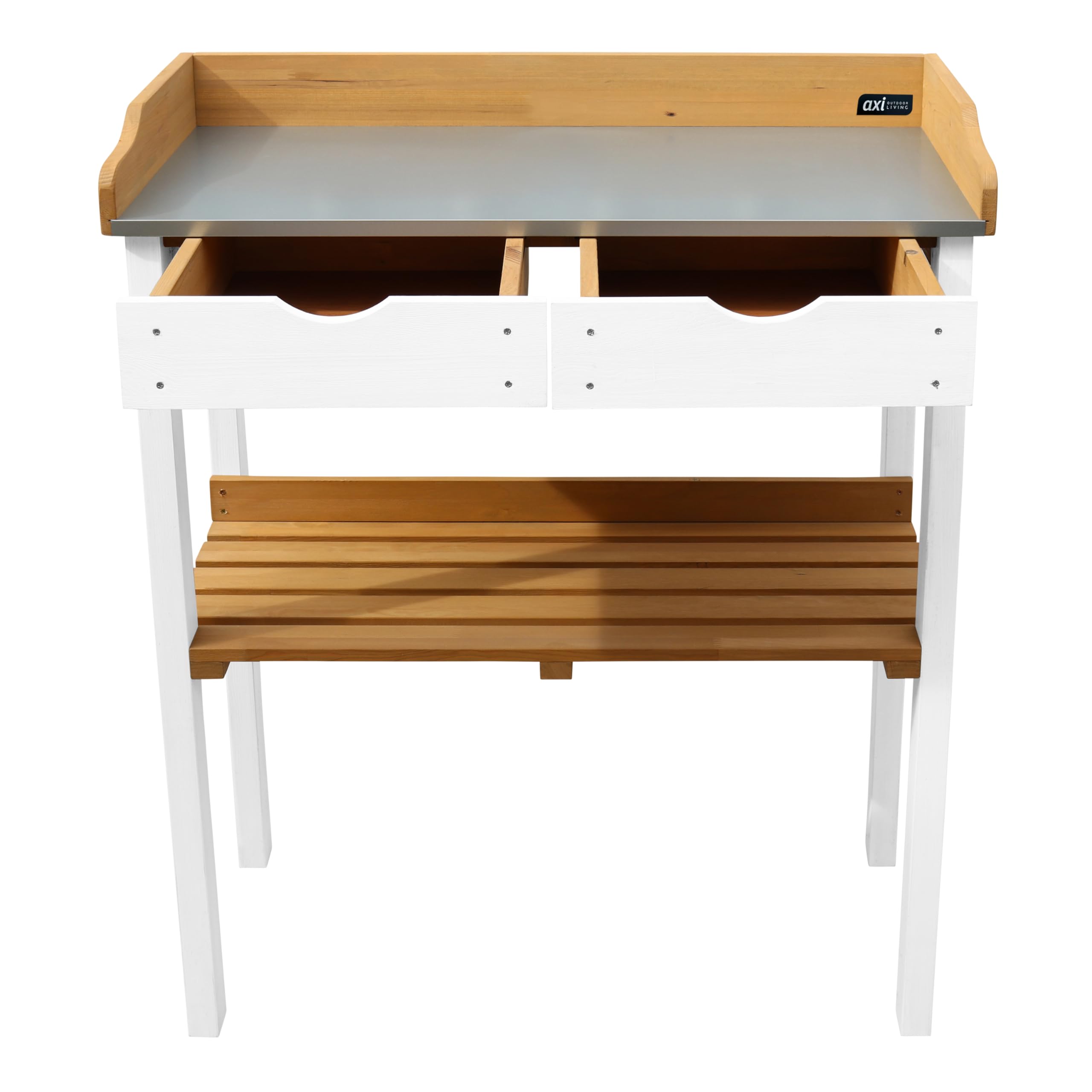 AXI Pflanztisch aus Holz in Braun & Weiß mit 2 Schubladen