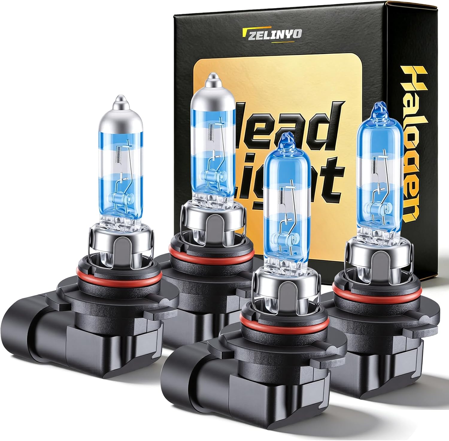 High Beam Low Beam Fit For Toyota Sienna 2004 2005 2006 2007 2008 2009 2010 Halogen Headlight Bulb Replacement, White Light Headlamp Bulb High Performance, 4 Pcs