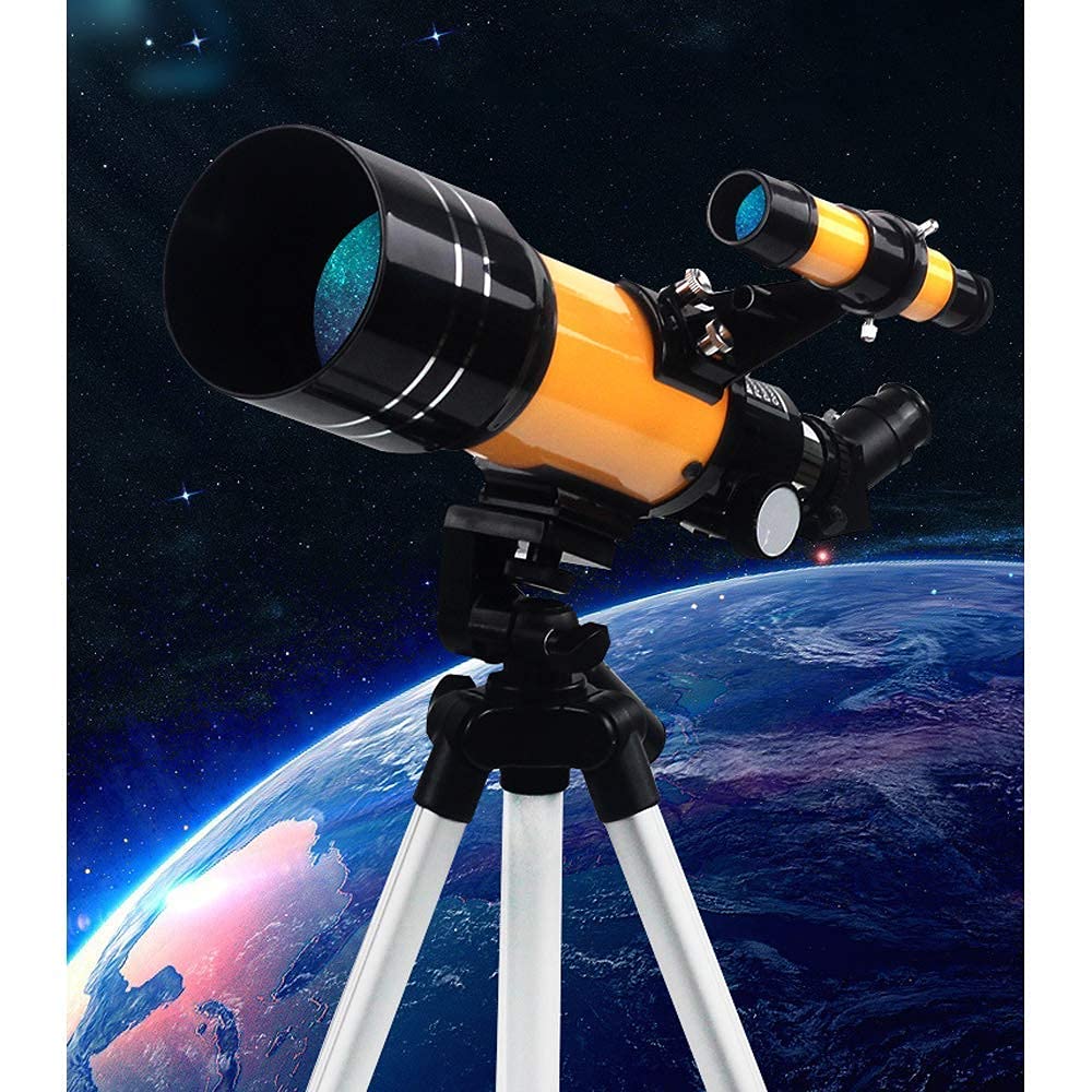 Telescopio, telescopio Refractor astronómico de Apertura de 70 mm con trípode Ajustable Telescopio astronómico con Adaptador para teléfono Inteligente Gran Regalo para niños Principiantes para