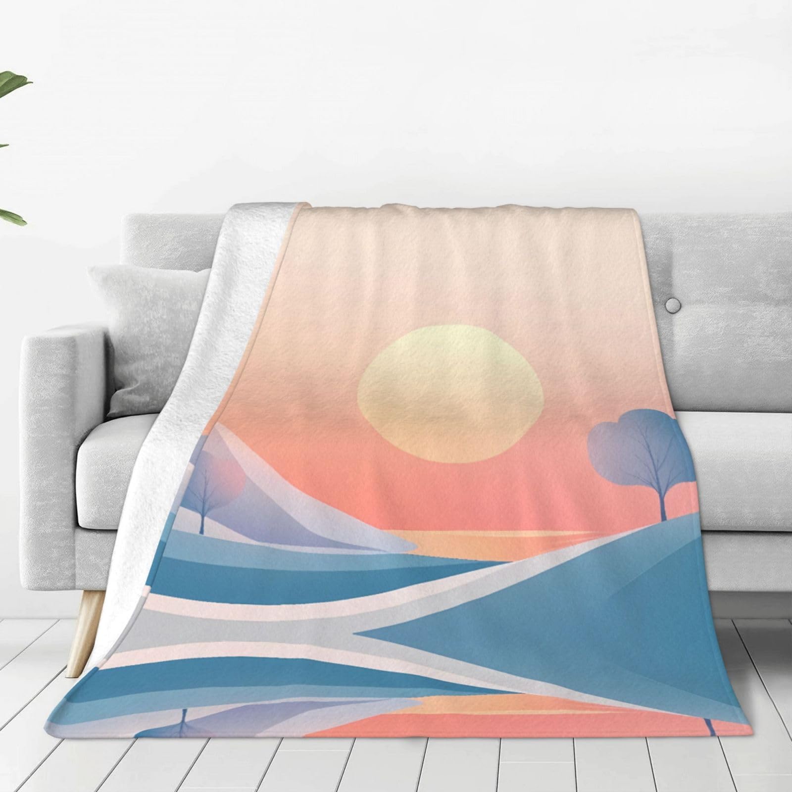Couverture en flanelle coucher de soleil pour lit enfant et canapé cozy