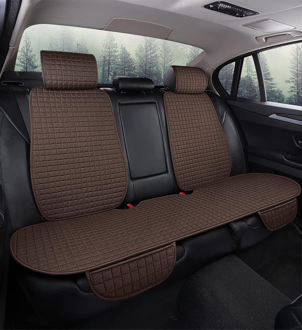 Housses de Siège de Voiture pour Nissan Kicks 2016-2021, Protecteur de Coussin de Siège Respirant Antidérapant en Lin, Ensembles Couvre Siege,C Brown
