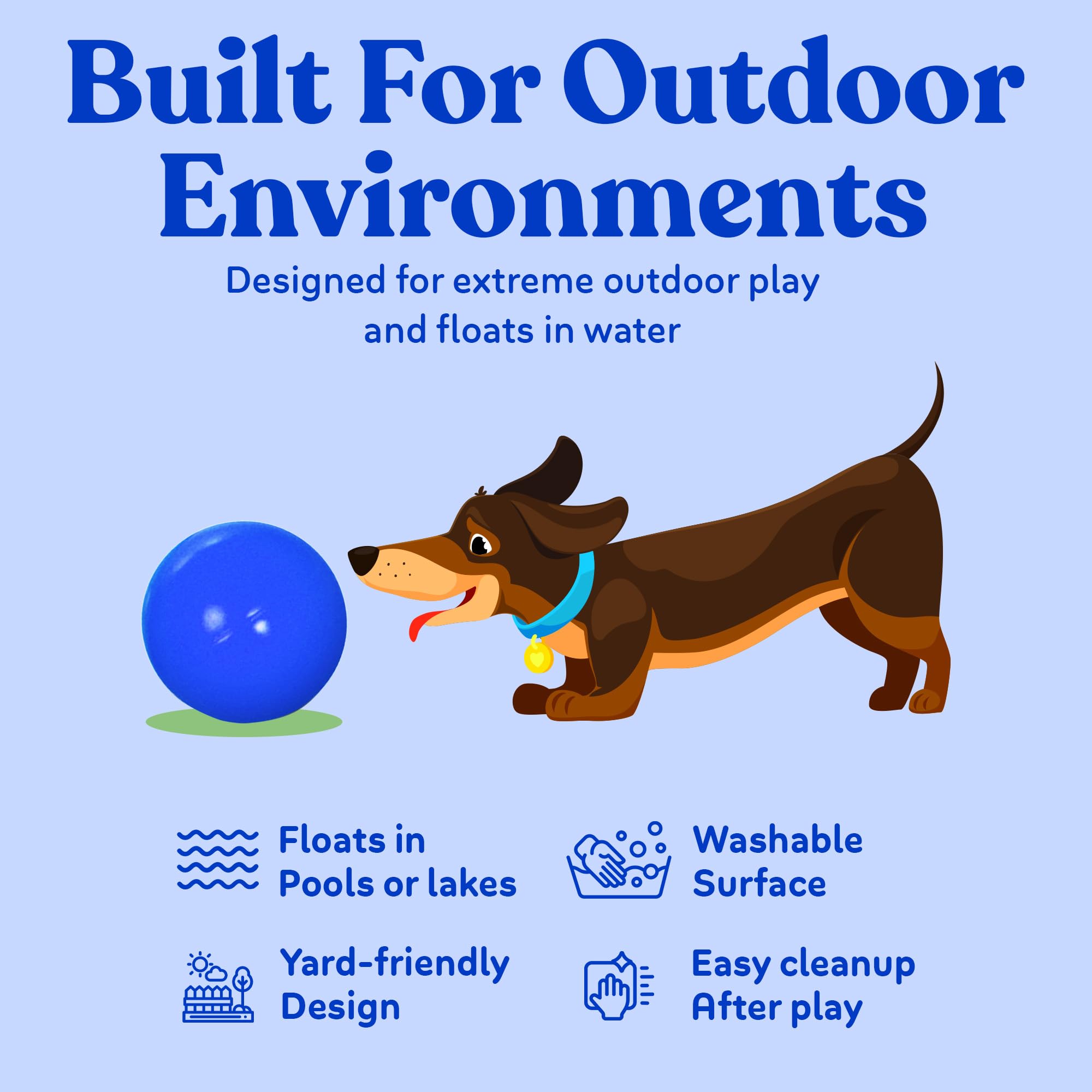 Doggie Dooley Pelota para perros prácticamente indestructible, juguete interactivo de plástico duro de 14 pulgadas para razas grandes de más de 75 libras, construido para pastoreo y juego de empuje