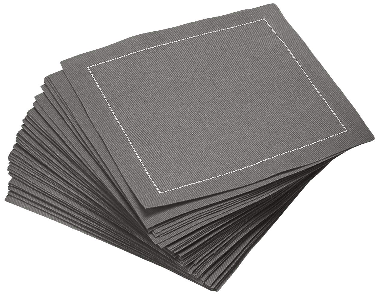 Five Star Napkins Cotton Cocktail Napkins, Beverage Napkin, Bar Napkin, Party Napkins, Small Napkins, Napkins for Events, Holidays, Weddings, Parties 4.5" x 4.5" - Single Use (50 x) Anthracite