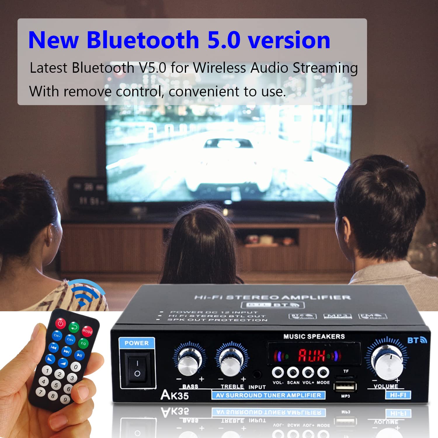 Bluetooth Mini Verstärker 2.0 Kanal 600 Watt Home Audio Stereo Hi-Fi Musik für Passiver Lautsprecher PC TV Auto