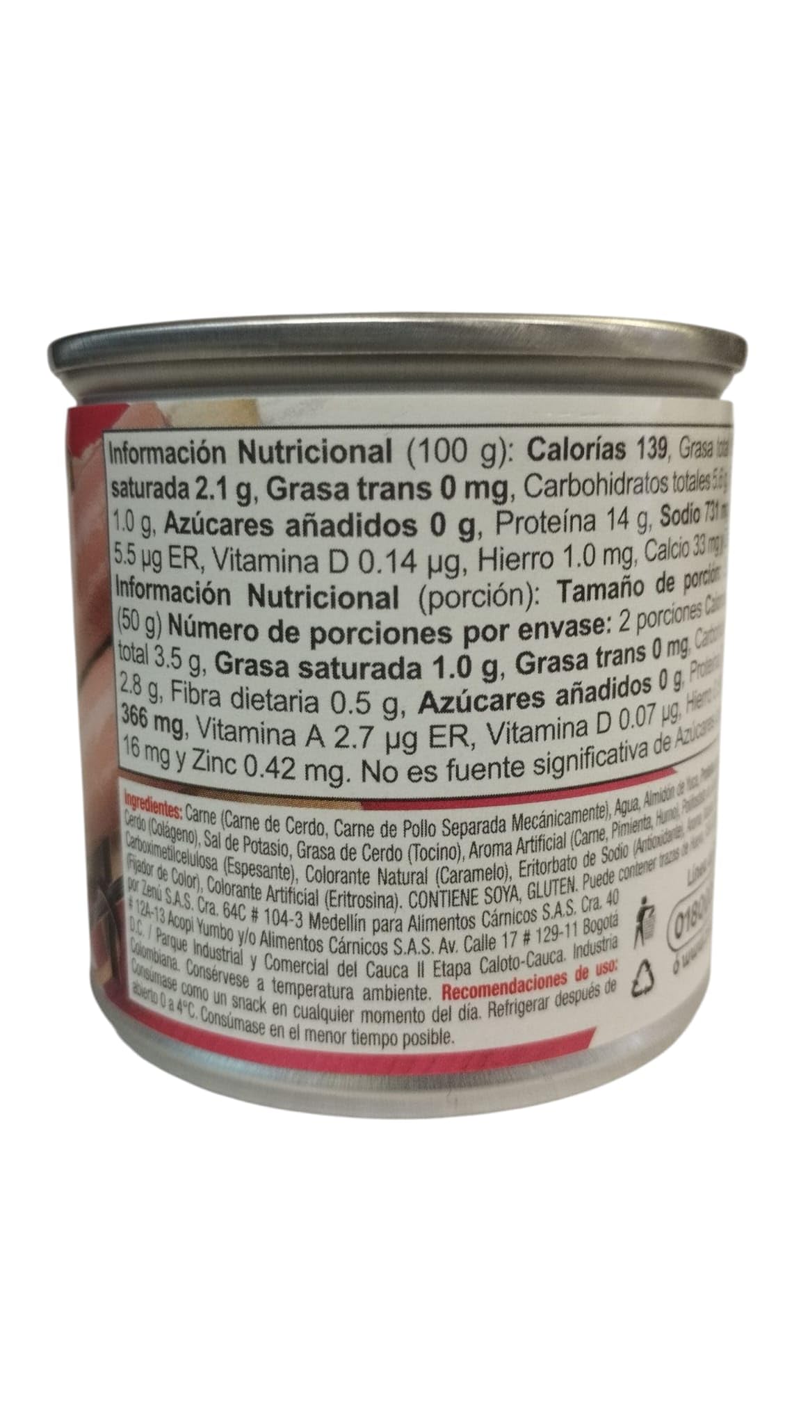 SALCHICHAS VIENA ZENU SALCHICHA MIXTA DE CERDO Y POLLO 150 GRAMOS