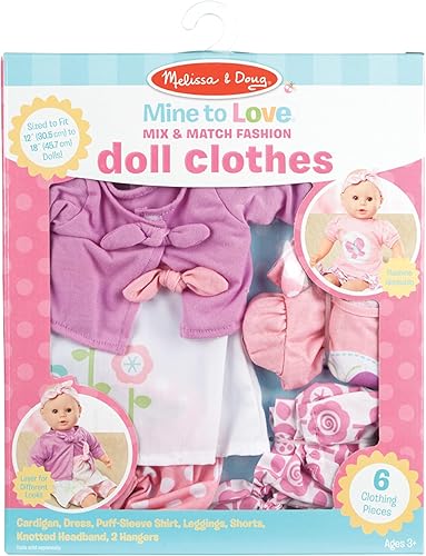 Miniatura 5 de Melissa & Doug Mine to Love Mix & Match - Ropa de muñeca de moda para muñecas de 12 a 18 pulgadas (6 piezas)