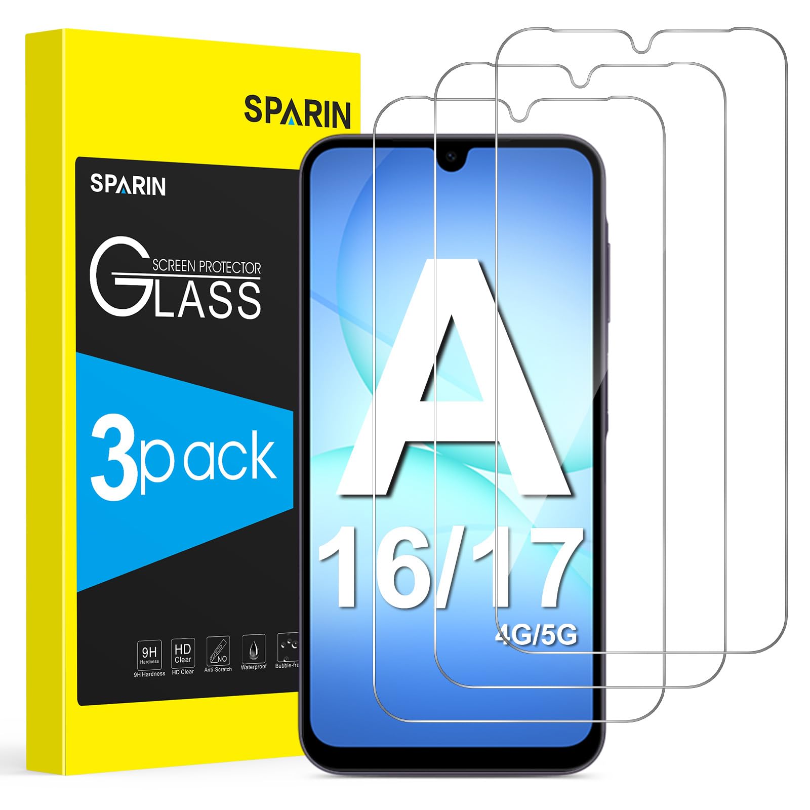 SPARIN 3 Stück Panzer Schutz Glas für Samsung Galaxy A17 5G, Galaxy A16 5G, Härte Glas für Samsung A16/A17, 4G/5G, Kratzfest, HD Klar