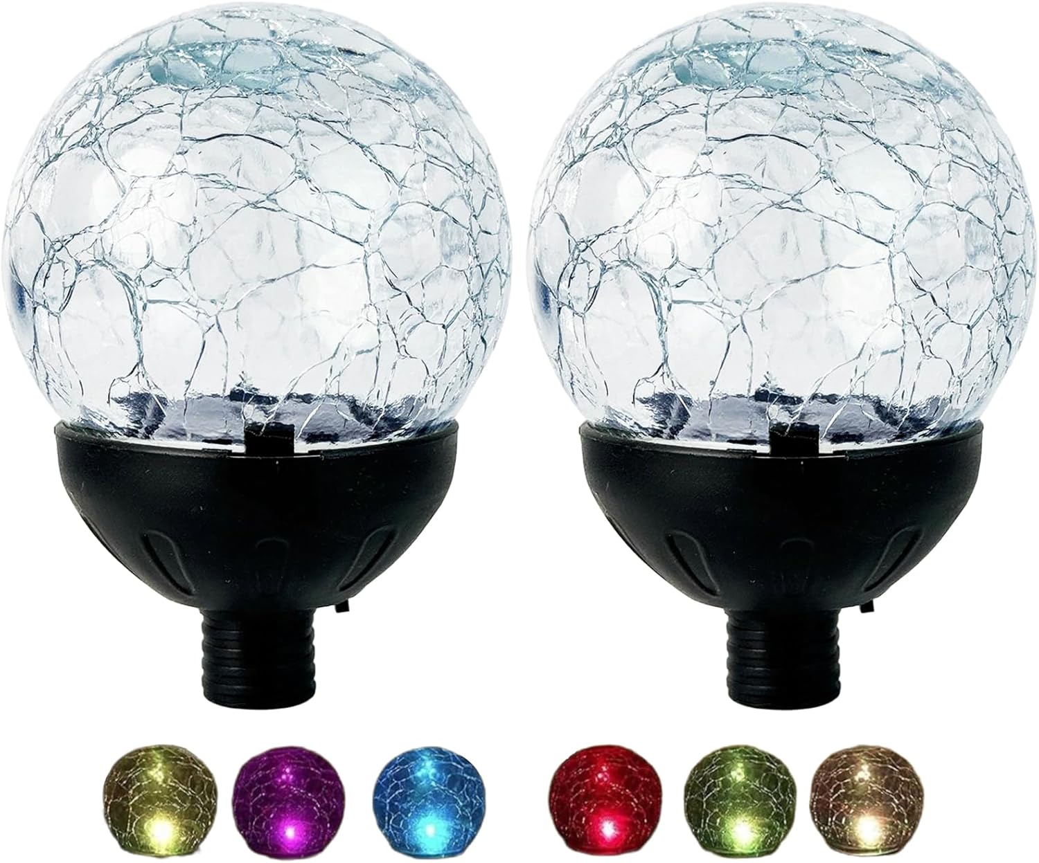 Jesokiibo 2PCS Solar Globe Lights Cracked Glass Ball,Garden Decor Outdoor Waterproof,Globe Lighting for Tequila Sculpture Metal Agave Plant Home Decor Balcony Backyard