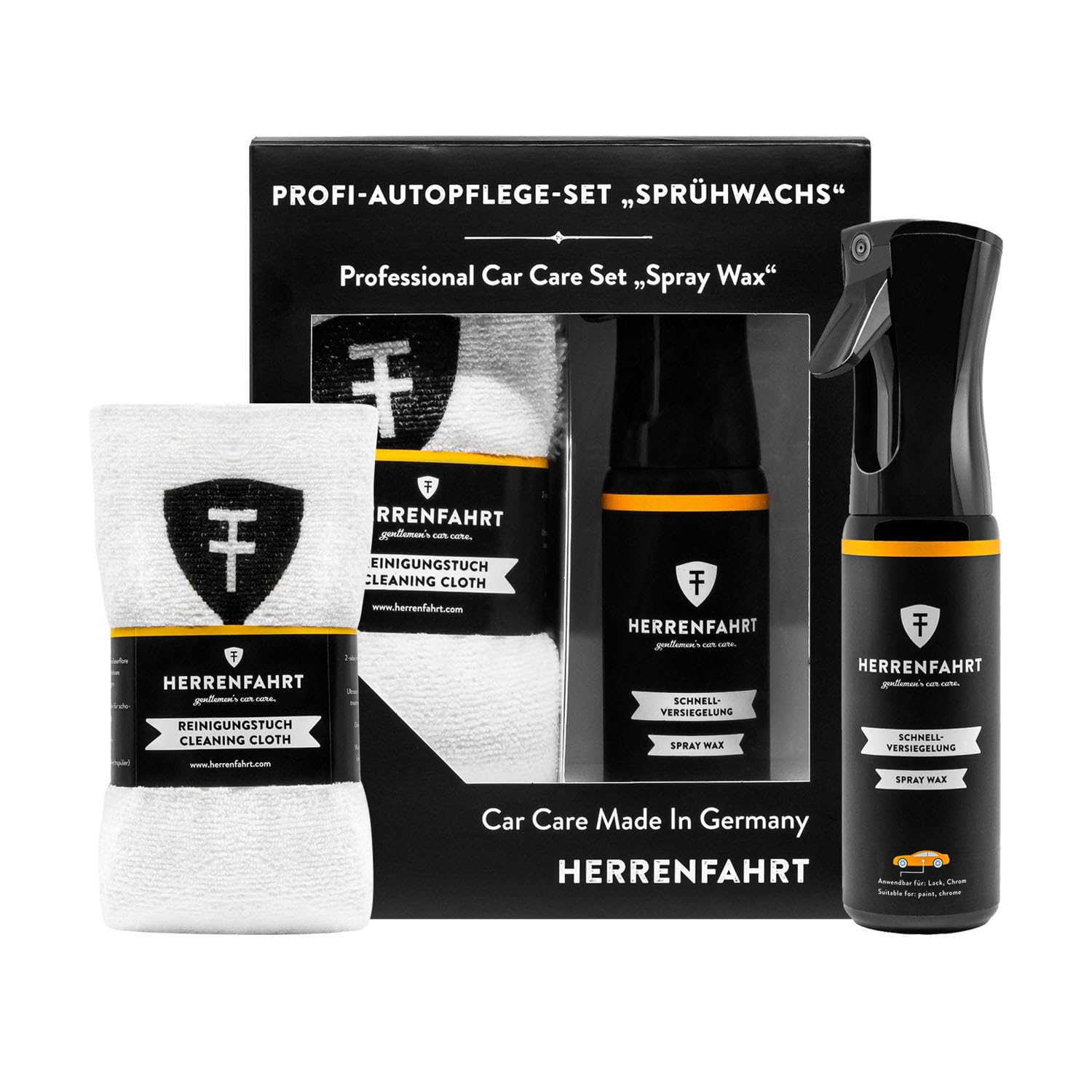 OMAC Quick Detailing & Wax Finish Spray Dry Cleaning Cloth Kit Car Care Set Gift Box