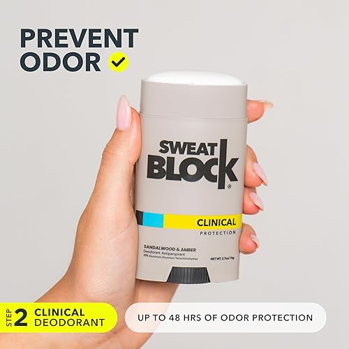Miniatura 4 de SweatBlock Sistema antitranspirante y desodorante de máxima resistencia clínica para hombres y mujeres, ayuda para la hiperhidrosis para la