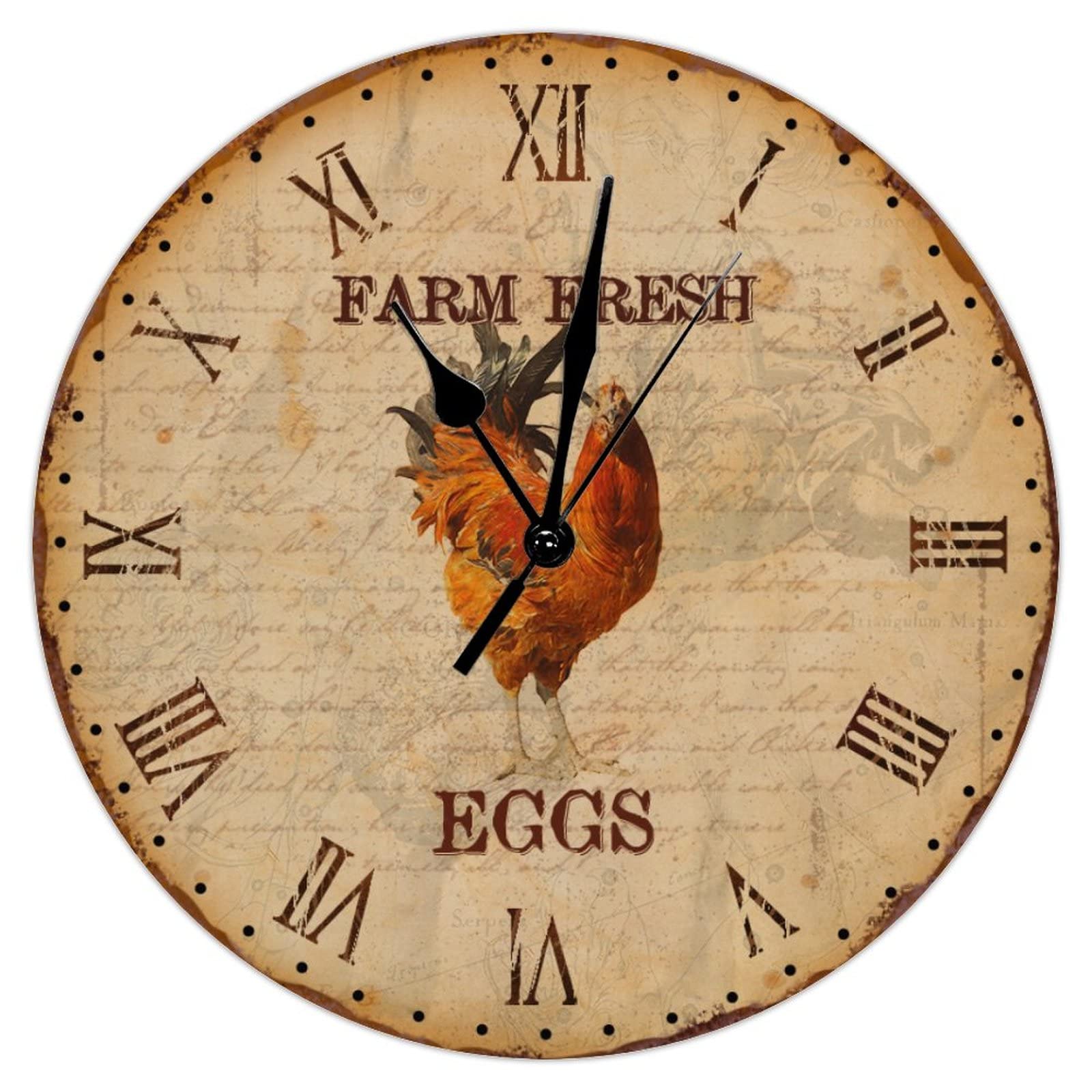 Horloge murale rustique en bois coq pour une déco cuisine de campagne