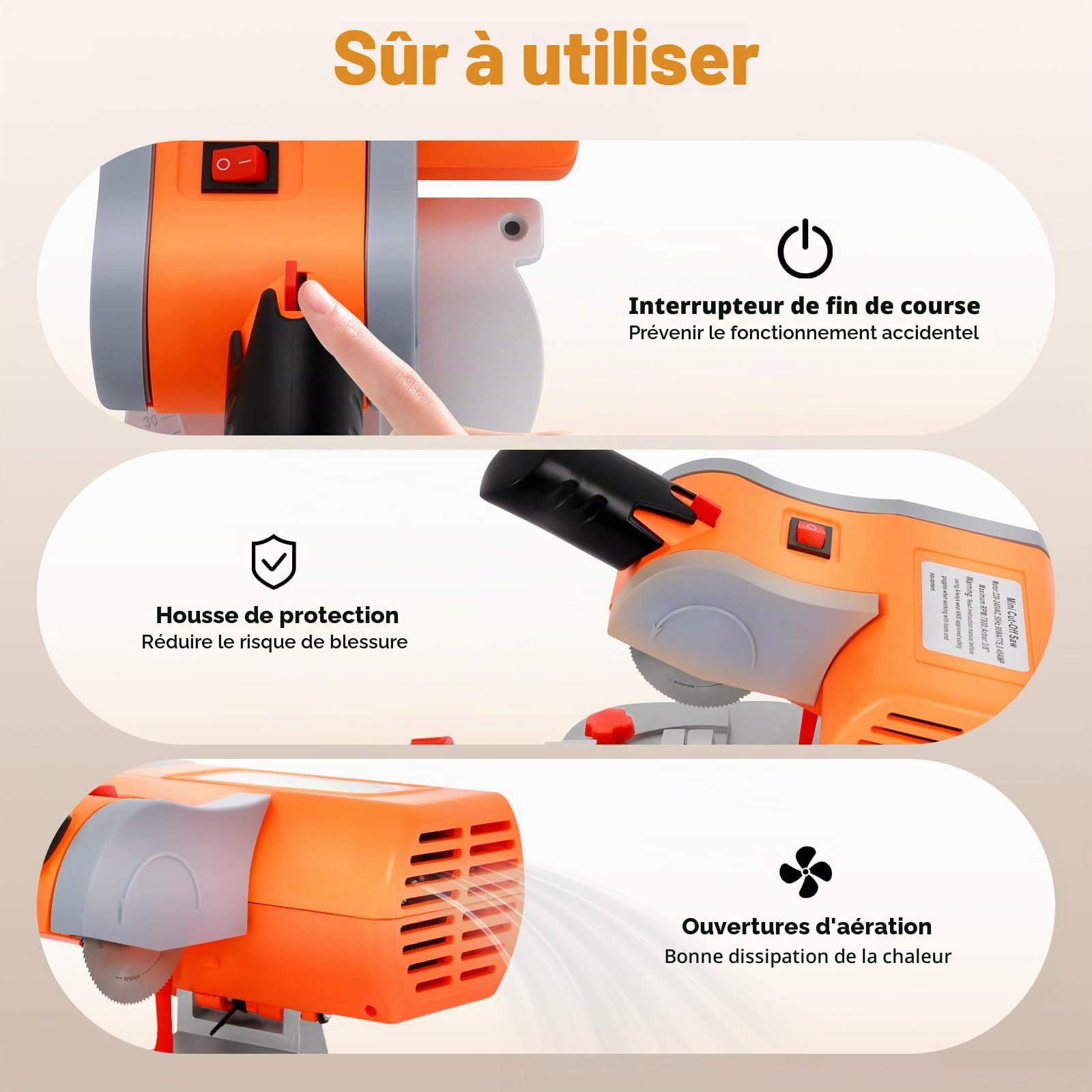 Scie à onglet radiale 220 V 90 W 7800 tr/min réglable 0-45° coupe 1,2 cm bois plastique pierre