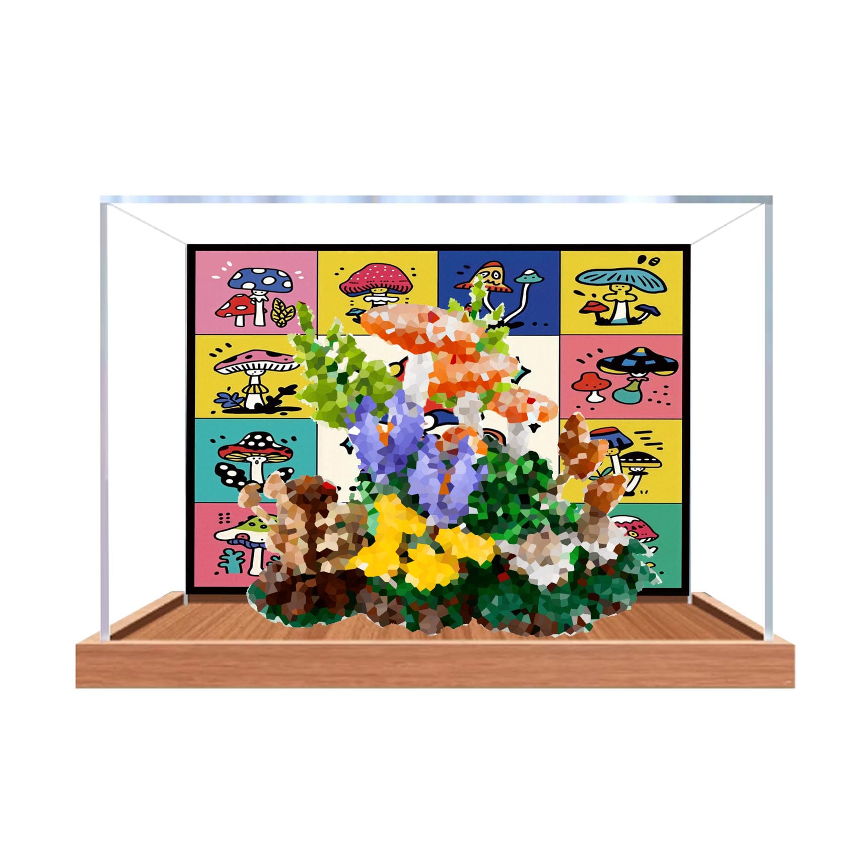 Dustproof acrylic Display Case for Le-go 11505 Mushroom Model-display box only (StyleB Background 3mm)