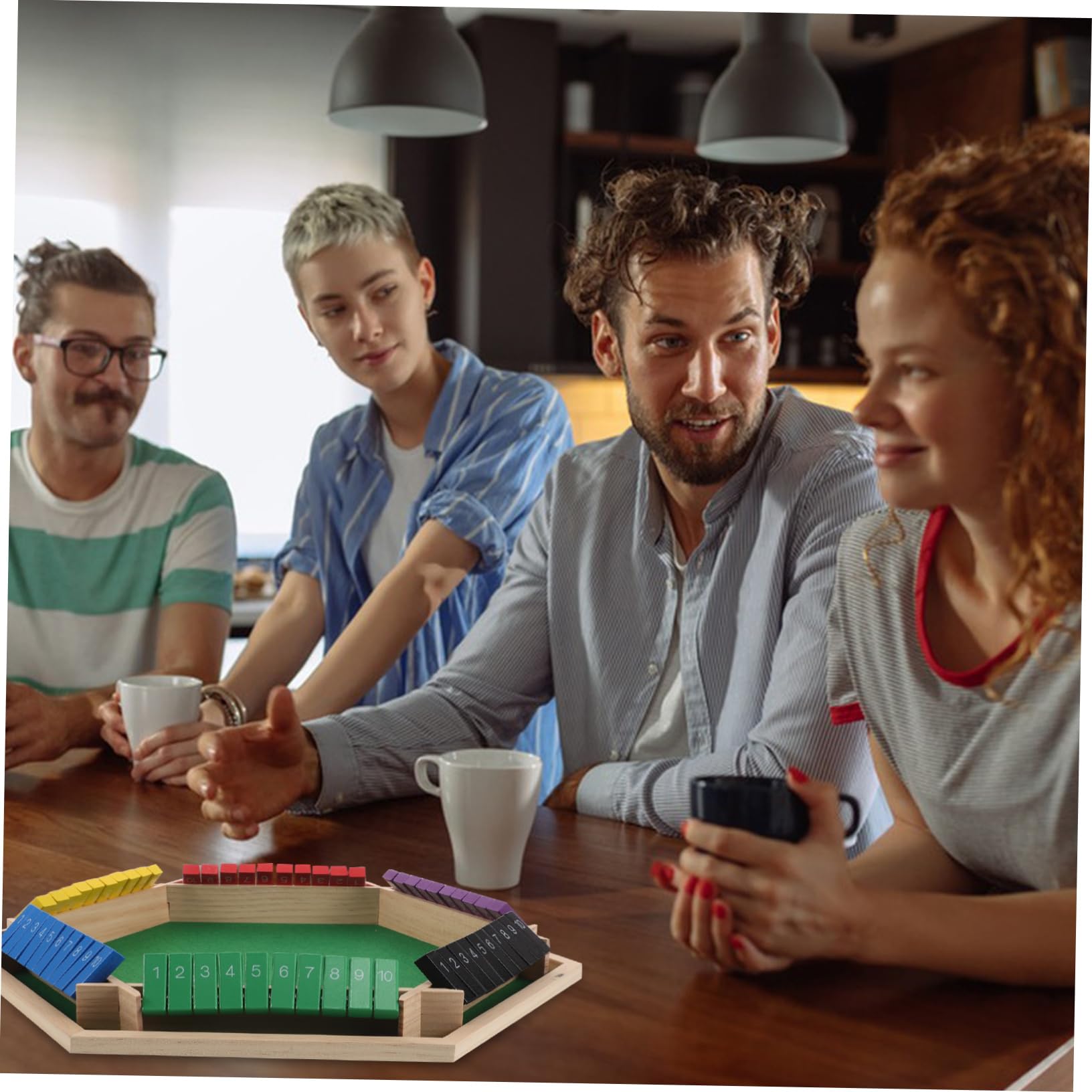Kisangel Sechsseitiger Klappspieltisch mit Vielseitigen Trinkspielen für Ktv und Riegel für Party Brettspiele und Gesellige Abende
