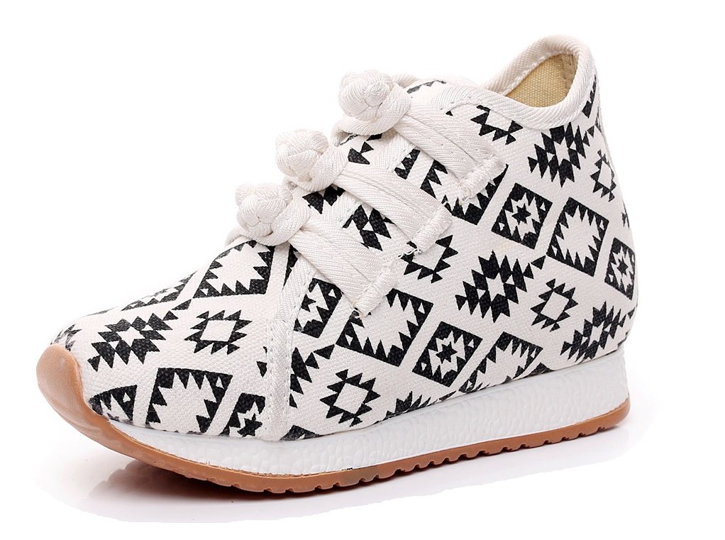 Tianrui Crown Girl's Print Casual Traveling Shoes Sneaker Kid's Cute Casual Sport Canvas Shoe Black