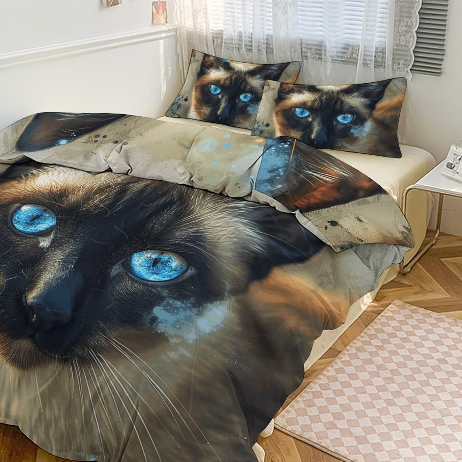 Housse de couette grand lit chat siamois respirante pour en finir avec les nuits agitées