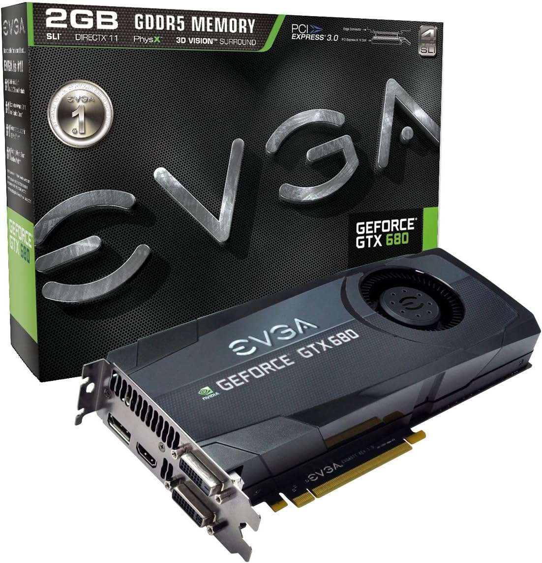 EVGA GeForce GTX 680 2048MB GDDR5, DVI, DVI-D, HDMI, DisplayPort, 4-way SLI Ready Graphics Card Graphics Cards 02G-P4-2680-KR