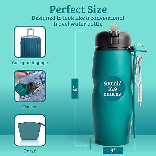 Miniatura 6 de Lisha Bidé portátil para viajes, botella Peri, se enrolla de forma compacta para un transporte discreto, botella de bidé de silicona con tapa a