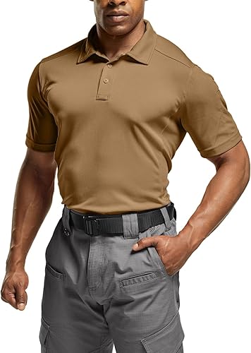 Miniatura 2 de CQR Camiseta polo táctica para hombre, de manga corta, ligera y con Dry Fit, tela piqué, FPU 50+, para exteriores