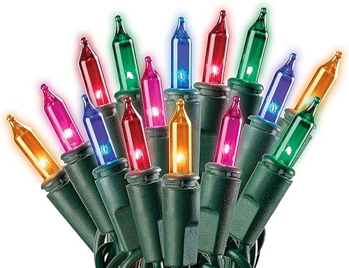 DOBAR Holiday Pride - Luces de Navidad multicolor con cable verde, 100 luces multicolor para árbol de Navidad (22.5 pies), impermeables, para uso en