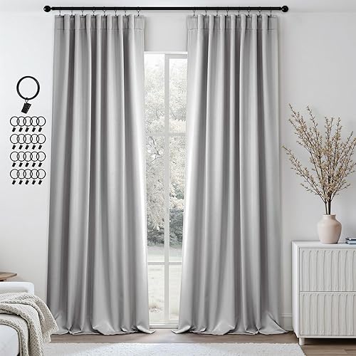 Miniatura 47 de ANRODUO - Cortinas opacas del 99% para dormitorio y sala de estar, con aislamiento térmico, trabillas traseras, bolsillo para cortinero, plisadas