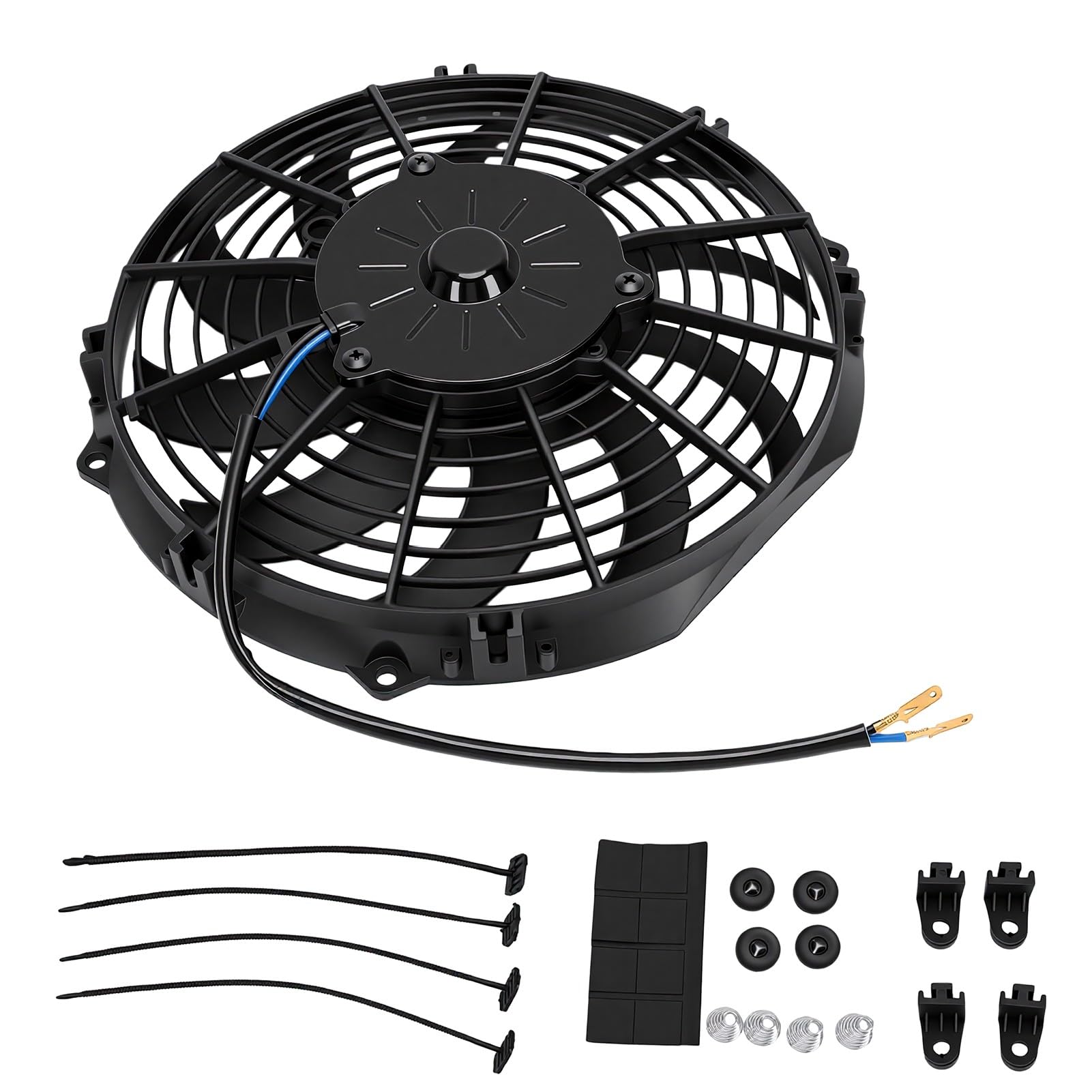SIXRUN Uniwersalny 253mm Elektryczny Wentylator Chłodnicy, 80W 12V