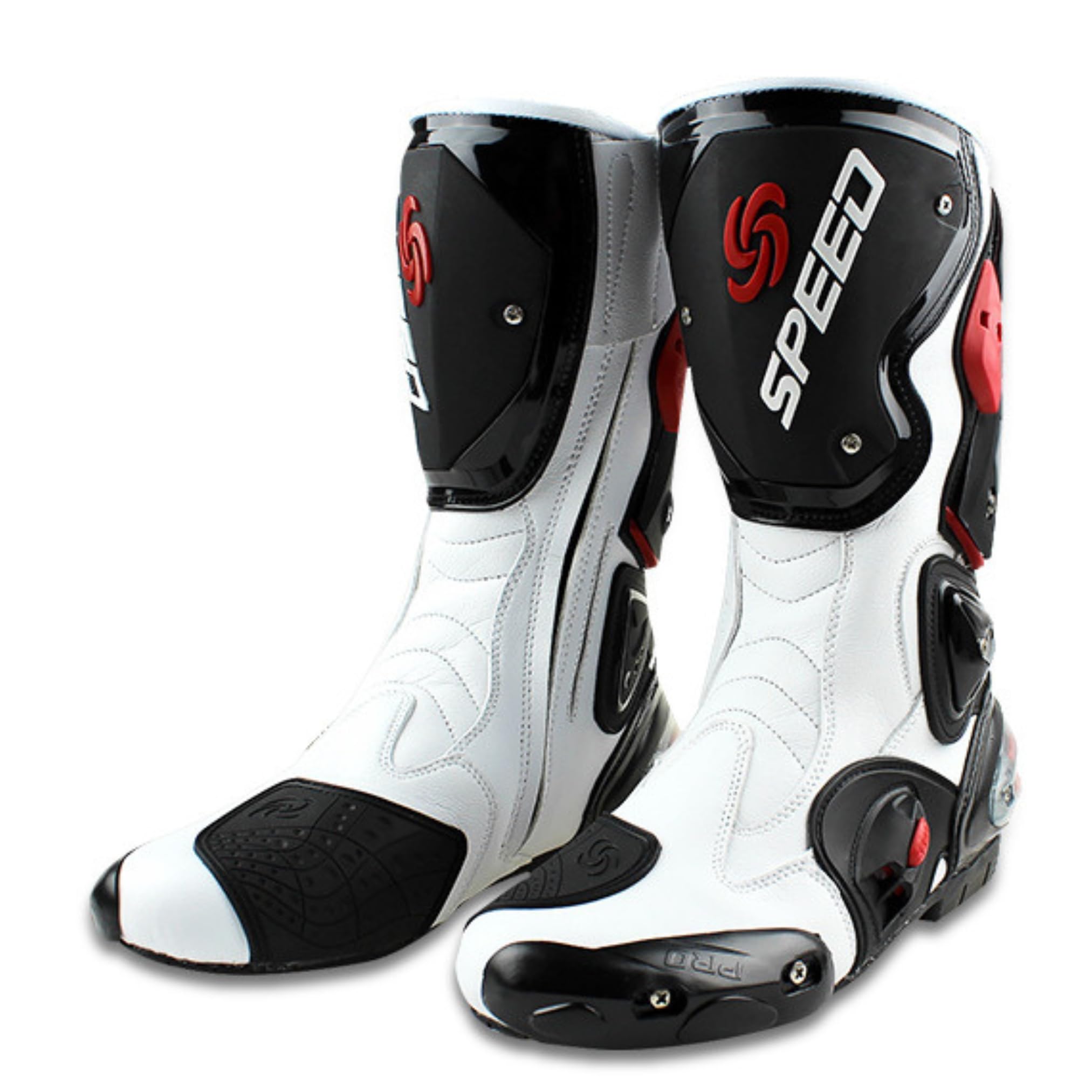 Stivali da Moto Pista Racing Motocross per Uomo e Donna – Protezioni Rinforzate, Antiscivolo, Resistenti agli Urti, Chiusura Rapida – Ideali per Pista e Strada