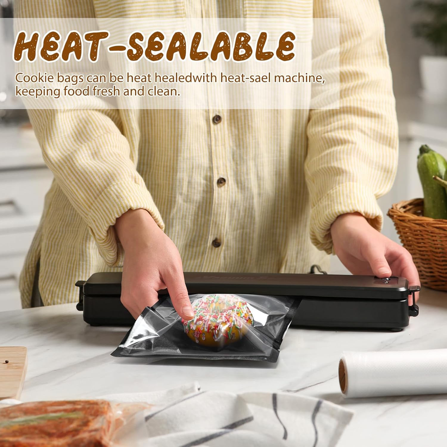 Yeaqee 1000 Pcs Bakery Bags 7.1 x 7.5 Inches Heat Sealable Donut Bag with Window Paper Sandwich Bag Grease Resistant Cookie Packaging Kraft Sleeves for Pastries Snacks Egg Biscuits Treat (Black)