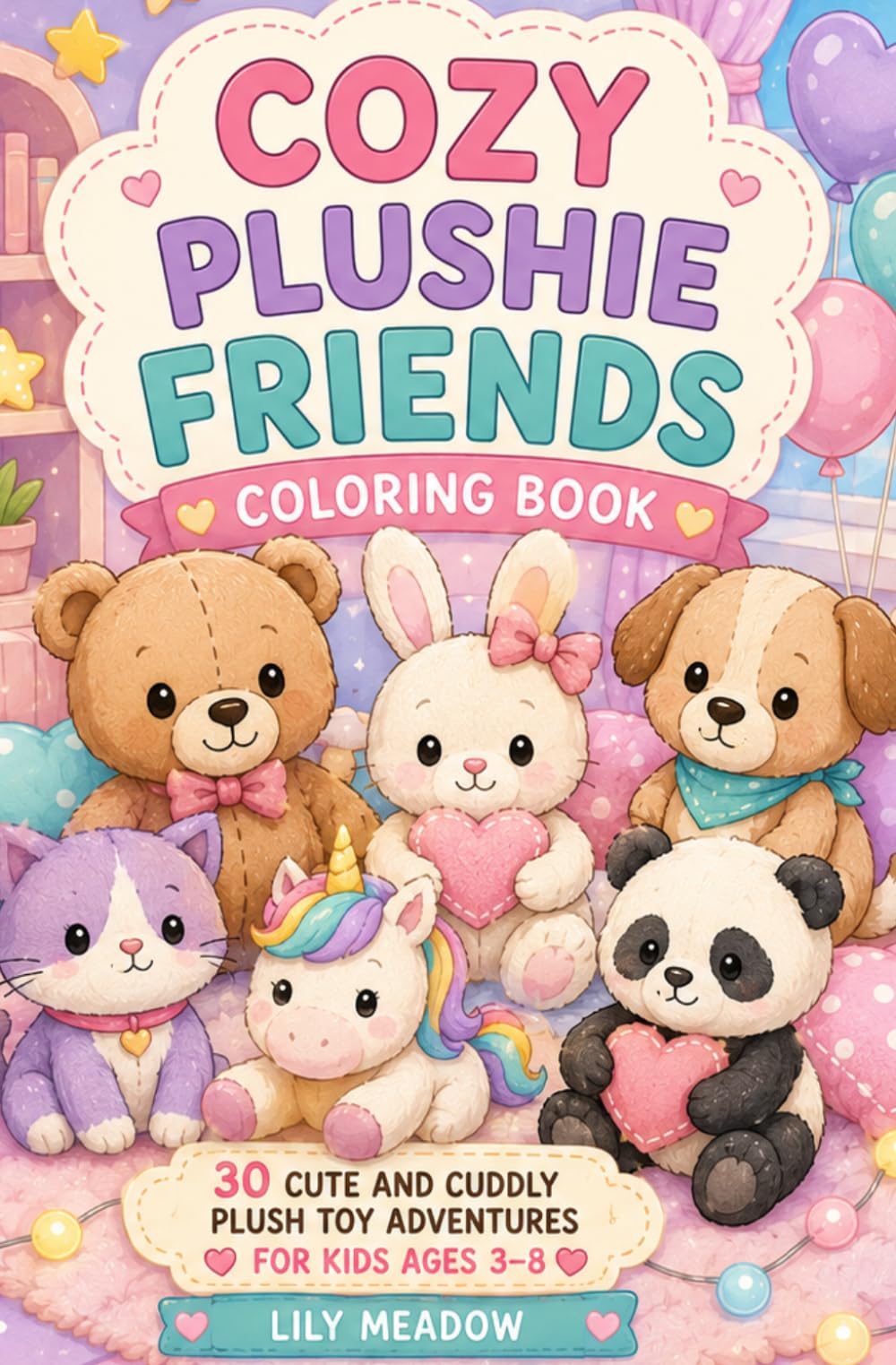 Cozy Plushie Friends Coloring Book: 30 Cute and Cuddly Plush Toy Adventures for Kids Ages 3-8