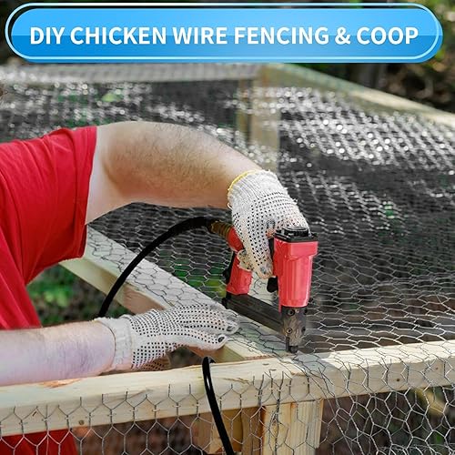 Miniatura 20 de Valla de malla de alambre de pollo negro de 12 x 150 pies, red galvanizada de calibre 20 y rollo de valla de malla de jardín de 1 pulgada, alambre