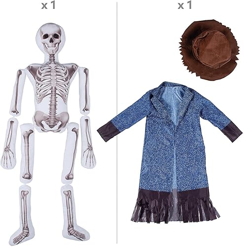 Miniatura 2 de Fun Express Kit de disfraz de espantapájaros de peluche de esqueleto de 5 pies - 3 piezas