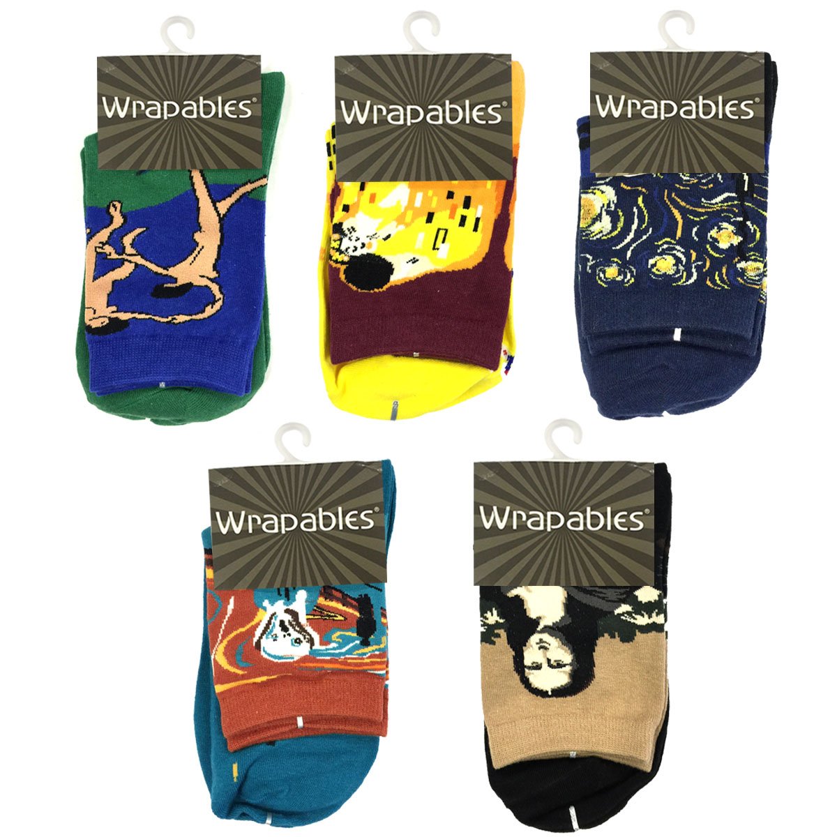 Wrapables Famous Painting Masterpiece Artwork Crew Socks (5 pares)