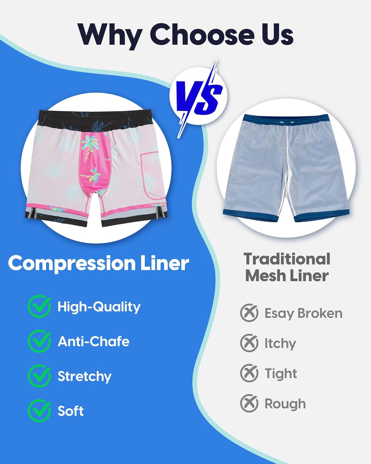 maamgic 7 Inch Mens Swim Trunks with Compression Liner Board Shorts with Zippered Pocket Bathing Suit for Beach Vacation - Image 3