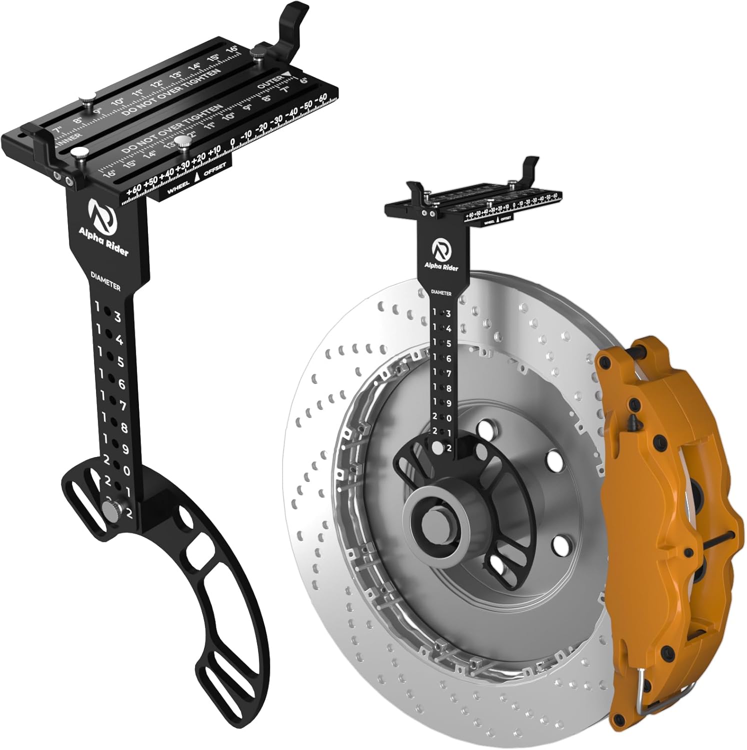 Alpha Rider Upgraded Universal Wheel Fitment Tool for 4 and 5 Lug Wheel Bolt Pattern - Wheel Offset Measuring Gauge Hub Tool Supports 13 to 22 Inch Wheel Diameters (Aluminum Alloy)
