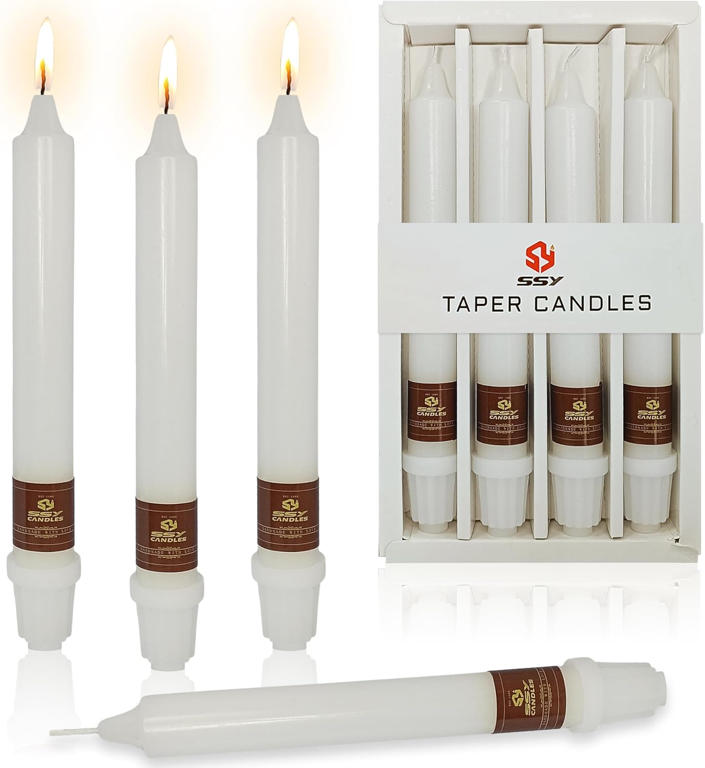 Candle White Candles Wedding Candles Unscented Tapered Candle 8 PCS Smokeless Candlesticks Long-Burn Candle for Home Dinner Wedding Party Decoration