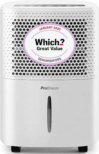 Pro Breeze 12L/Day Dehumidifier with Automatic Humidity Sensor and Display, Sleep Mode, 24-hour Timer, Laundry Drying