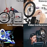 Vista 8 de Acuvar Kit de vlogging premium de 9 piezas para iPhone, Android y cámaras, micrófono, soporte de trípode y luz LED, paquete de YouTube, TikTok